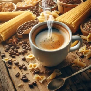 Taza de café negro en pastelería